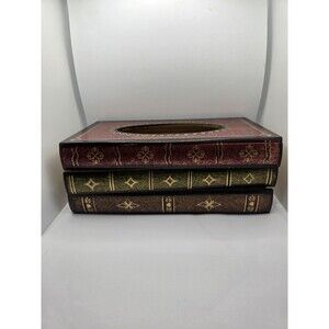 Tissue Box Holder Faux Stack of Books size 10x5.5x4